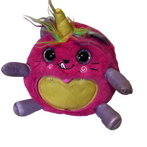 Zuru Rainbowcorn Cat Pink Unicorn Fairy Gold Heart Wings Silver Large Eyes 9”